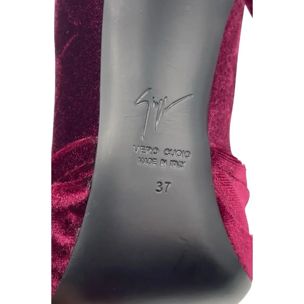 Giuseppe Zanotti Soft Velvet Bow Sock Ankle Boots Size 37 US 7 - Picture 11 of 11